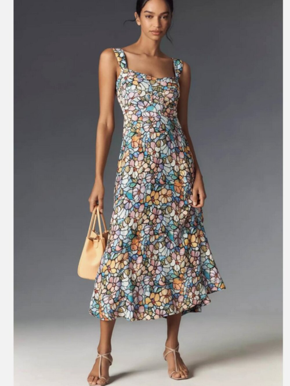 Anthropologie Maeve The Jocelyn Sleeveless Slip Midi Dress Stained Glass XXS NWT
